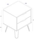 Augusta Bedside Cabinet - 2 Drawer - Driftwood - Hairpin Legs