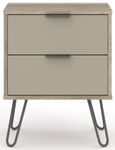 Augusta Bedside Cabinet - 2 Drawer - Driftwood - Hairpin Legs