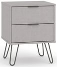 Augusta Grey 2 Drawer Bedside Cabinet with Hairpin Legs