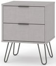 Augusta Grey 2 Drawer Bedside Cabinet with Hairpin Legs