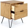 Augusta Pine 2 Drawer Bedside Cabinet with Hairpin Legs
