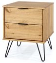 Augusta Pine 2 Drawer Bedside Cabinet with Hairpin Legs