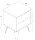 Augusta Pine 2 Drawer Bedside Cabinet with Hairpin Legs