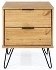 Augusta Pine 2 Drawer Bedside Cabinet with Hairpin Legs