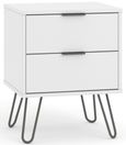 Augusta White 2 Drawer Bedside Cabinet with Hairpin Legs