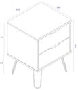 Augusta White 2 Drawer Bedside Cabinet with Hairpin Legs
