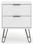 Augusta White 2 Drawer Bedside Cabinet with Hairpin Legs