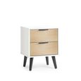 Alba White and Oak Bedside Cabinet - 2 Drawer