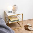 Alisma Bedside Table - White Marble and Gold Metal
