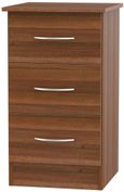 Avon Walnut Effect 3 Drawer Bedside Cabinet