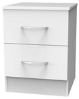 Avon White 2 Drawer Bedside Cabinet