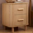 Axel Curved Bedside Cabinet - 2 Drawer - Oak Fluted