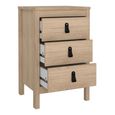 Barcelona Jackson Hickory Oak 3 Drawer Bedside Table