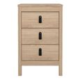 Barcelona Jackson Hickory Oak 3 Drawer Bedside Table