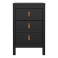 Barcelona Matt Black 3 Drawer Bedside Table