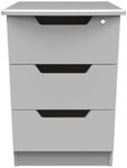 Bella Grey 3 Drawer Bedside Cabinet with Lock