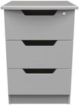 Bella Grey Ash 3 Drawer Bedside Cabinet with Lock