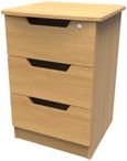 Bella Oak Effect 3 Drawer Bedside Cabinet with Lock