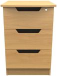 Bella Oak Effect 3 Drawer Bedside Cabinet with Lock