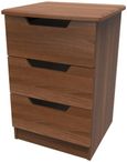 Bella Walnut Effect 3 Drawer Bedside Cabinet