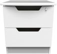 Bella White 2 Drawer Bedside Cabinet with Lock