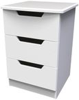 Bella White 3 Drawer Bedside Cabinet