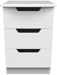 Bella White 3 Drawer Bedside Cabinet with Lock