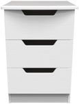 Bella White 3 Drawer Bedside Cabinet