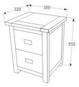 Boston Dark Wood 2 Drawer Petite Bedside Cabinet