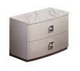 Betty White Gloss 2 Drawer Bedside Cabinet - Bow Front