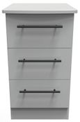 Beverley Grey 3 Drawer Bedside Cabinet