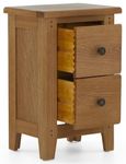 Burford Narrow Bedside Cabinet - 2 Drawer - Oak