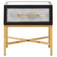Cadio Bedside Table - 1 Drawer - Grey Faux Shagreen with Gold Legs