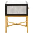 Cadio Bedside Table - 1 Drawer - Grey Faux Shagreen with Gold Legs
