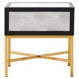 Cadio Bedside Table - 1 Drawer - Grey Faux Shagreen with Gold Legs