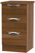 Camden Walnut Effect 3 Drawer Bedside Cabinet