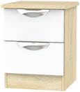 Camden White Gloss and Oak Effect 2 Drawer Bedside Cabinet