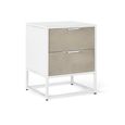 Ceris Bedside Cabinet - Beige and White - 2 Drawer