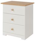 Colorado White 3 Drawer Bedside Cabinet