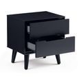 Clearance - Alicia Black 2 Drawer Bedside Cabinet - FSS16028