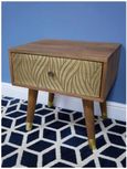 Clearance - Dutch Mango Wood and Brass Cladding Bedside Table - FSS15959