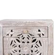 Clearance - Quintana White Washed Carved Mango Wood 1 Door Bedside Cabinet - FSS16202