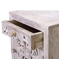 Clearance - Quintana White Washed Carved Mango Wood 1 Door Bedside Cabinet - FSS16202