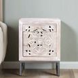 Clearance - Quintana White Washed Carved Mango Wood 1 Door Bedside Cabinet - FSS16202