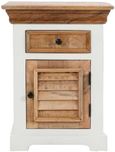 Coastal White and Wood 1 Drawer Bedside Cabinet