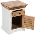 Coastal White and Wood 1 Drawer Bedside Cabinet