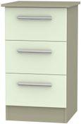 Contrast Cream and Mushroom 3 Drawer Bedside Cabinet