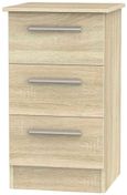 Contrast Oak Effect 3 Drawer Bedside Cabinet
