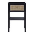 Corso Bedside Table - 1 Drawer - Black Wood and Rattan