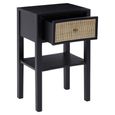 Corso Bedside Table - 1 Drawer - Black Wood and Rattan